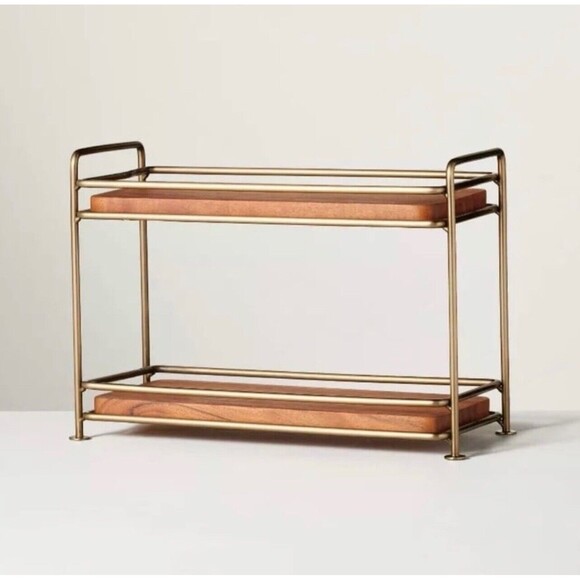 Hearth & Hand with Magnolia Other - Tiered Wood & Brass Rectangular Serving Stand - Hearth & Hand with Magnolia